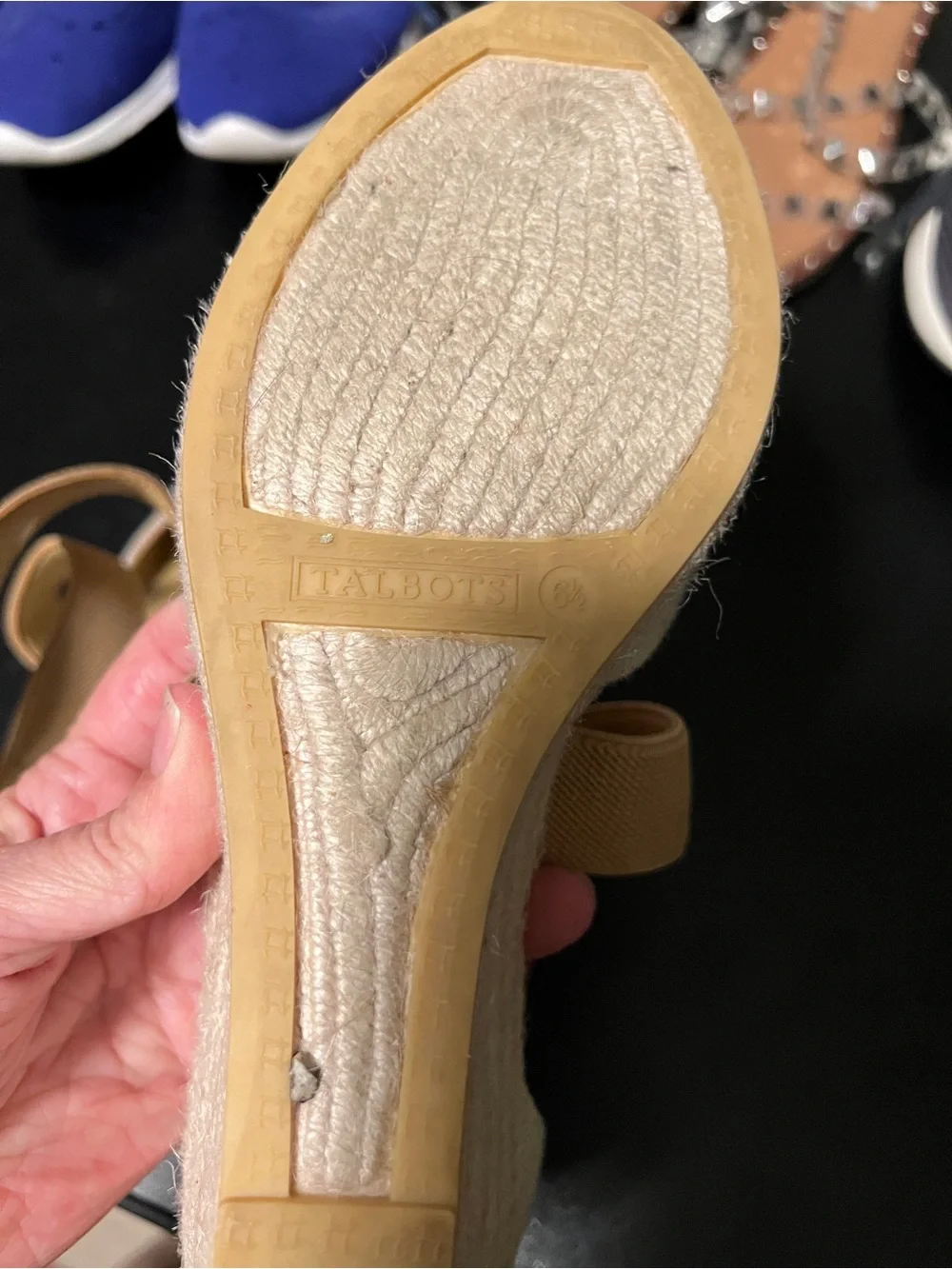 Talbots Cream Canvas Espadrille Wedge with Tan Straps